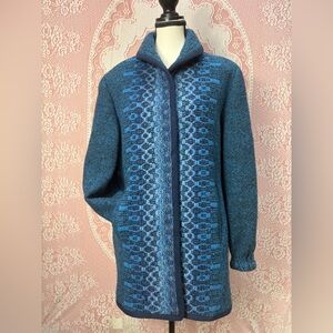 Vintage deWeever’s Wovens Blue Wool Coat | Canadian Made | Fully Lined | M/L